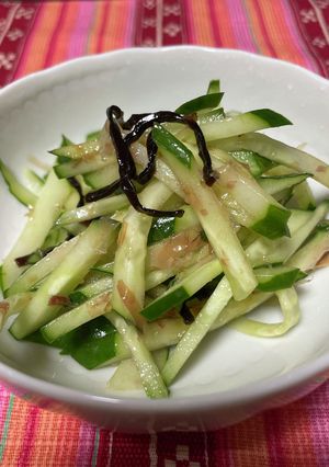 きゅうりと塩昆布とおかかの胡麻油合わせ-レシピのメイン写真
