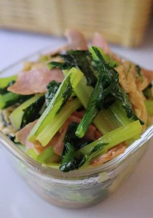 小松菜ベーコンのガリバタ炒め✦お弁当-レシピのメイン写真