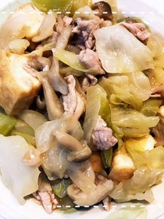 簡単!きゃべつと厚揚げの豚肉味噌炒め-レシピのメイン写真