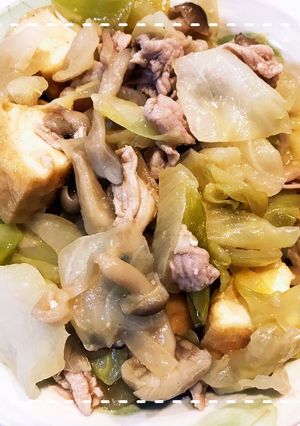 簡単!きゃべつと厚揚げの豚肉味噌炒め-レシピのメイン写真