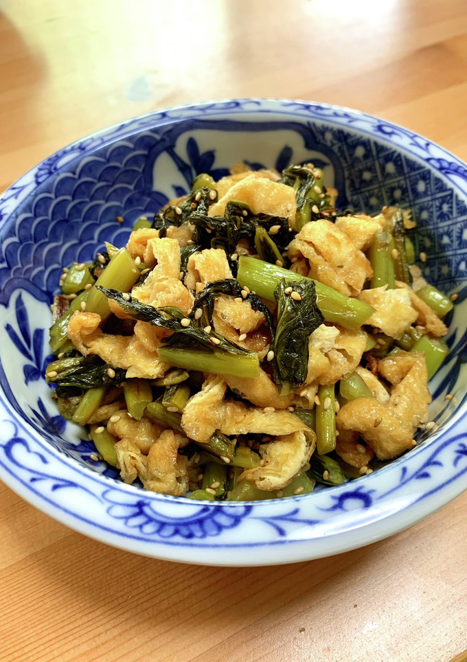 野沢菜と油揚げのゴマ炒め-レシピのメイン写真