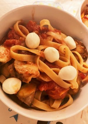 ベビーホタテとナスのトマトクリームパスタ-レシピのメイン写真