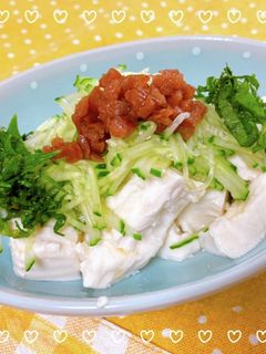 梅干し胡瓜にごま油かけちゃう冷奴*菜食*-レシピのメイン写真