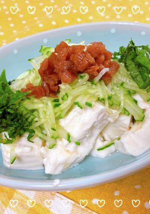 梅干し胡瓜にごま油かけちゃう冷奴＊菜食＊-レシピのメイン写真