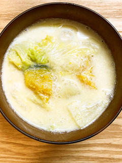 かぼちゃと白菜の豆乳みそ汁-レシピのメイン写真