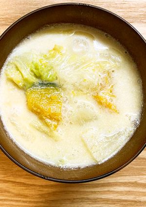 かぼちゃと白菜の豆乳みそ汁-レシピのメイン写真