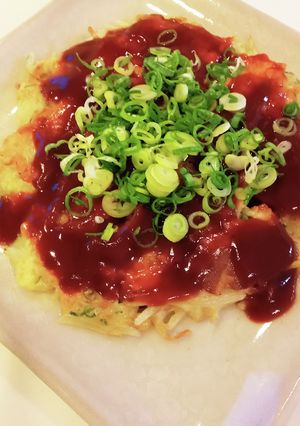 ネギともやしたっぷり！ヘルシーお好み焼き-レシピのメイン写真