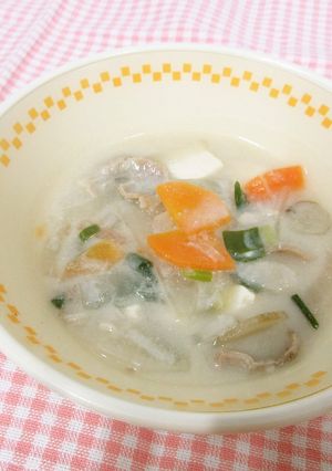 【学校給食】豆乳入り根菜汁-レシピのメイン写真
