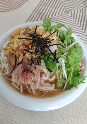暑い日に☆みょうがと水菜のそうめん-レシピのメイン写真