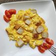 朝食!ふわふわ揚げ玉子プチトマト添え!