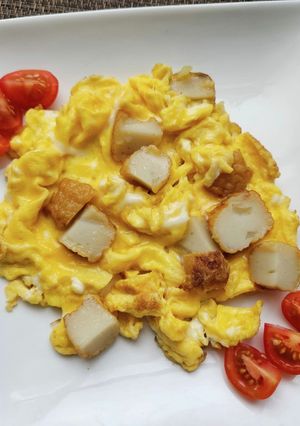 朝食！ふわふわ揚げ玉子プチトマト添え！-レシピのメイン写真