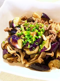 牛肉と茄子とキノコのオイスター炒め-レシピのメイン写真