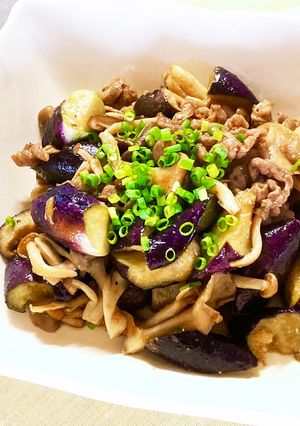 牛肉と茄子とキノコのオイスター炒め-レシピのメイン写真