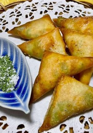 秘伝豆と明太子の三角春巻き-レシピのメイン写真