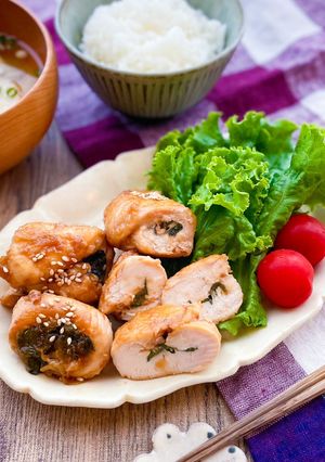 梅しそささみのコロコロ焼き♫-レシピのメイン写真