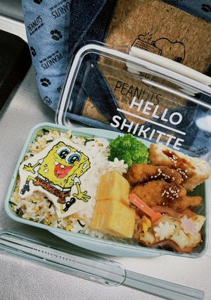 今日の高校男子弁当 スポンジボブ-レシピのメイン写真