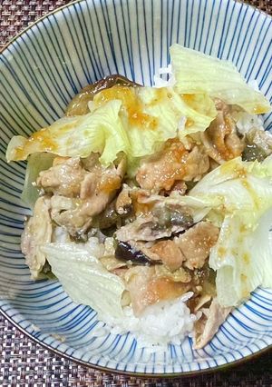 なすとレタスのさっぱり豚肉丼-レシピのメイン写真