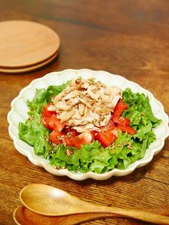 ささみとトマトとリーフレタスのサラダ-レシピのメイン写真