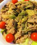 豚こまぎれ肉と茸/エリンギのあまから炒め