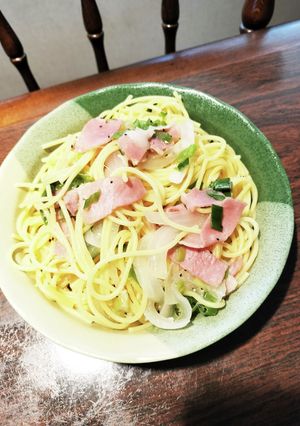 ベーコンとダブルネギ和風ニンニクパスタ-レシピのメイン写真
