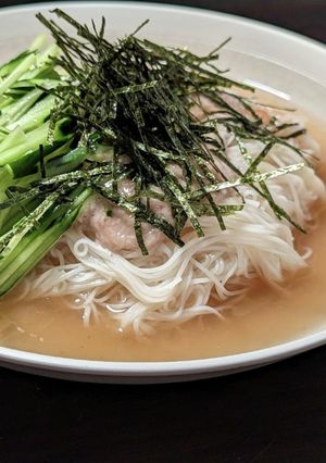 とろっとシャキッと！梅だしとろろそうめん-レシピのメイン写真
