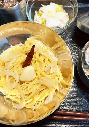 青さと玉ねぎのパスタアンチョビはおまけに-レシピのメイン写真