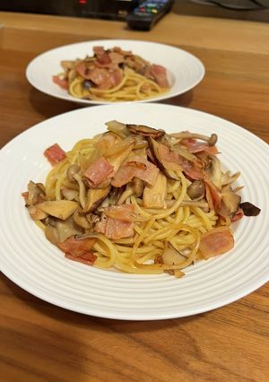 きのことベーコンのバター醤油スパゲティ-レシピのメイン写真