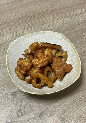 れんこんと鶏肉の甘酢炒め-レシピのメイン写真