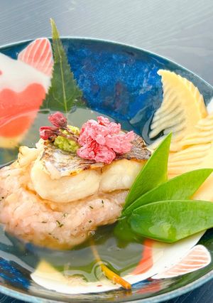 筍と桜のおこわと鯛の桜蒸し-レシピのメイン写真