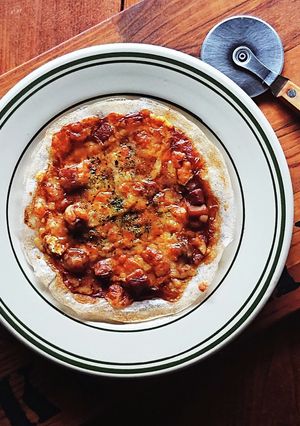 ライスペーパーで簡単！カレーチーズピサ-レシピのメイン写真