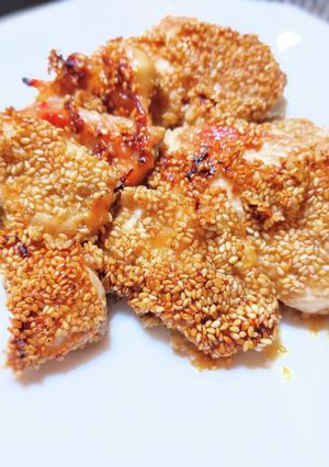 鶏むね肉の甘酢ごま焼き-レシピのメイン写真