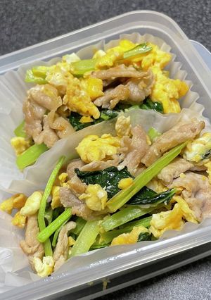 お弁当に✩.*˚小松菜と豚肉の炒め物-レシピのメイン写真