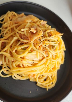 牛乳でキムチクリームパスタ-レシピのメイン写真
