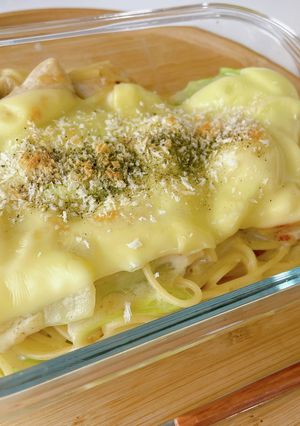 鶏むねとキャベツのクリームパスタグラタン-レシピのメイン写真