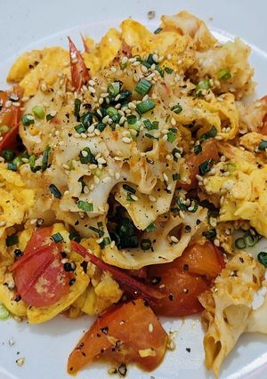 【シニア向け】ホホホタケのトマたま炒め-レシピのメイン写真