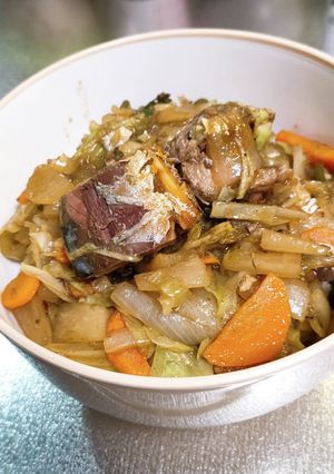 中華カレー味☆サバ缶野菜炒め丼-レシピのメイン写真