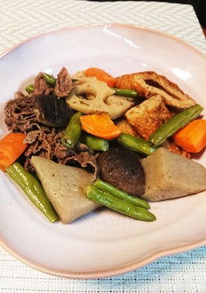 牛肉と蓮根などのレンチン煮物-レシピのメイン写真