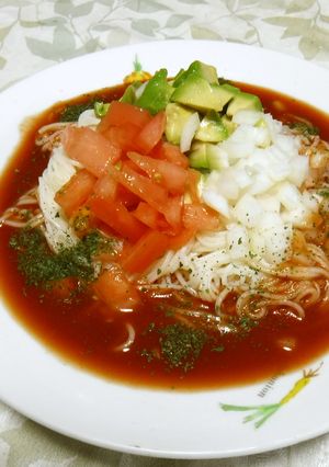 そうめんをトマトソースで-レシピのメイン写真