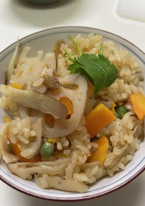 【食物繊維】蓮根ごぼう人参の炊き込みご飯-レシピのメイン写真