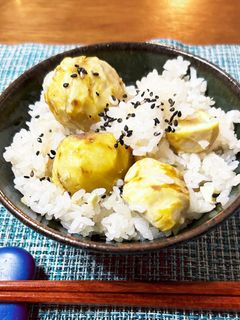 無水鍋で炊く 栗ご飯 もち米入り-レシピのメイン写真