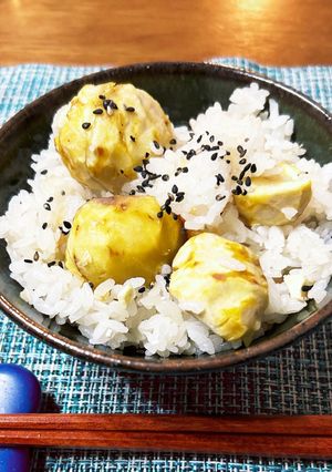無水鍋で炊く 栗ご飯 もち米入り-レシピのメイン写真