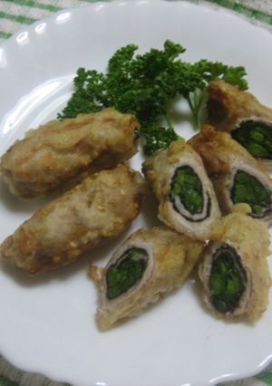 菜の花の豚肉包み揚げ-レシピのメイン写真