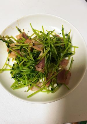 豆苗のベーコン炒め-レシピのメイン写真