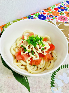 ツナトマうどん♪-レシピのメイン写真