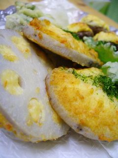 ★レンコンと椎茸の海老しんじょ揚げ★-レシピのメイン写真
