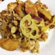 れんこんとサツマイモと肉炒め