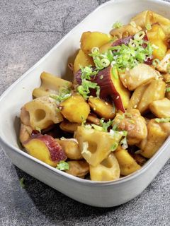 れんこんとさつまいもと鶏肉の甘辛炒め-レシピのメイン写真