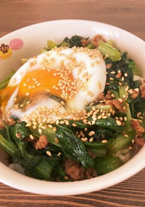 小松菜の甘辛そぼろ丼-レシピのメイン写真