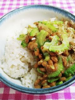 茹でゴーヤ入り、納豆ご飯-レシピのメイン写真