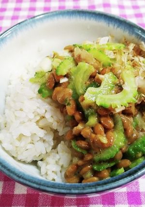 茹でゴーヤ入り、納豆ご飯-レシピのメイン写真